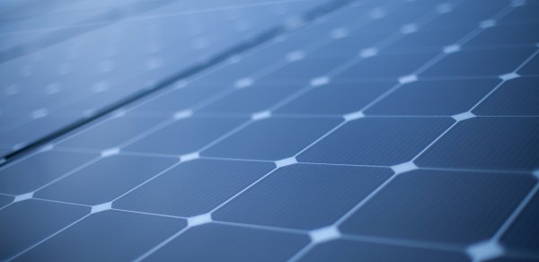 Solar panels are shown close up
